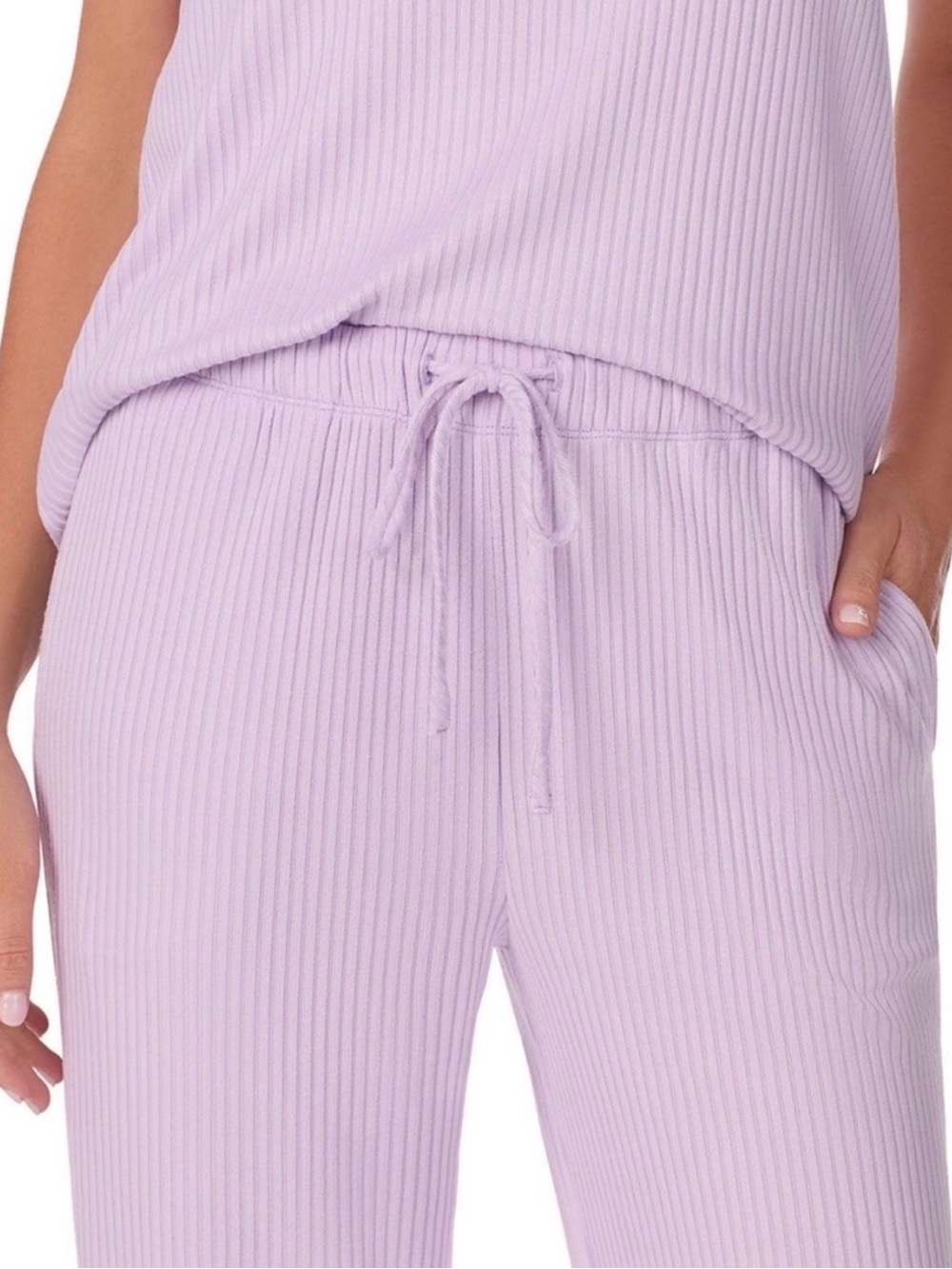 Cuddl Duds Ribbed Button-Front Pajama Set in Lilac - Picture 7 of 11